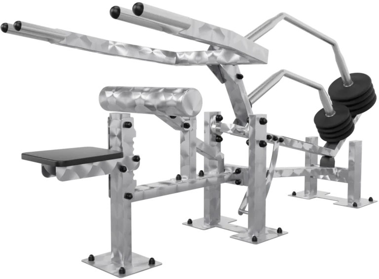 vGYM Machine à triceps – appareil de musculation extérieur en acier inoxydable avec siège et disques