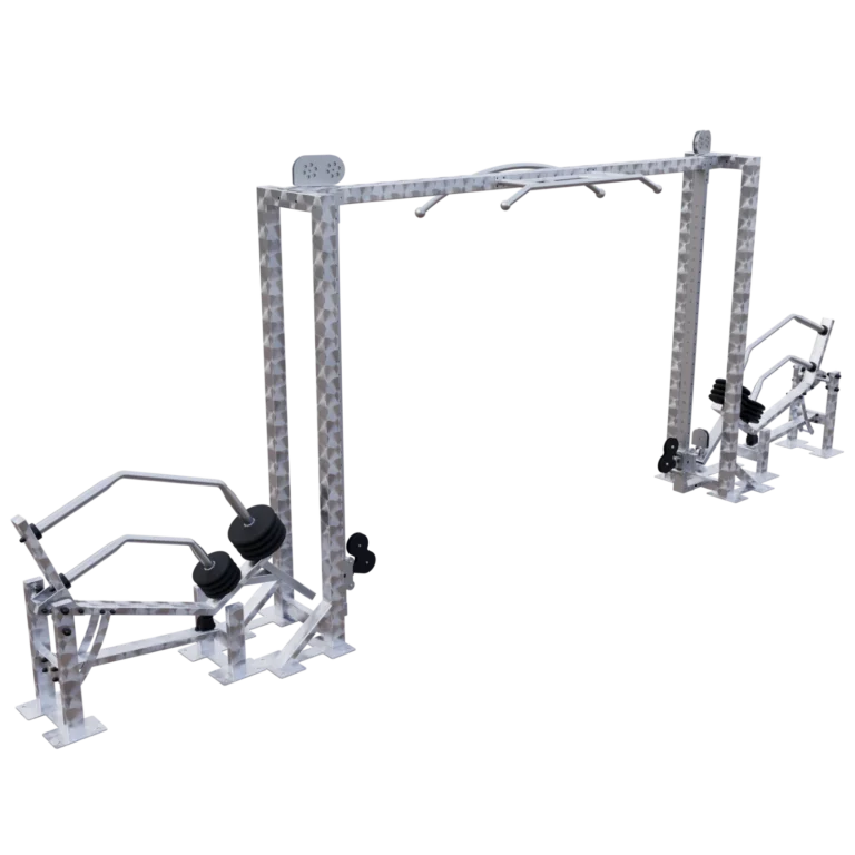 vGYM Poulie à câble – station de traction extérieure en acier inoxydable avec traverse et disques de charge