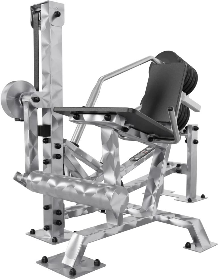 vGYM Beinstrecker – Outdoor-Kraftgerät aus Edelstahl mit Sitz, Beinpolster und Gewichtsscheiben