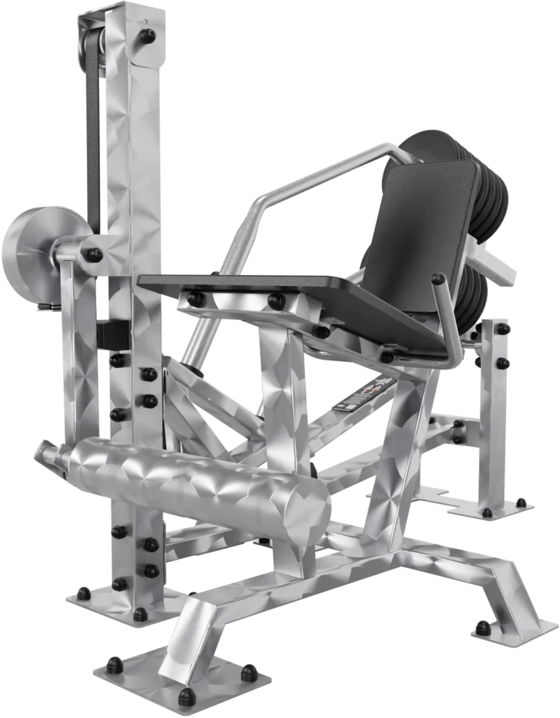 vGYM Beinstrecker – Outdoor-Kraftgerät aus Edelstahl mit Sitz, Beinpolster und Gewichtsscheiben