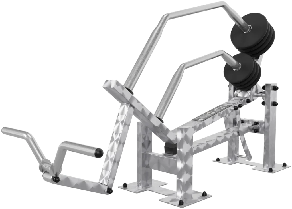 vGYM Bizeps-Trainer – Outdoor-Kraftgerät aus Edelstahl mit Curlgriff und Gewichtsscheiben