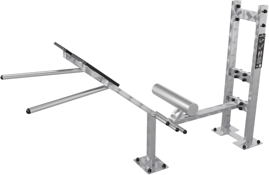 vGYM Rückenstrecker – Outdoor-Trainingsgerät aus Edelstahl mit Polsterrolle für den unteren Rücken