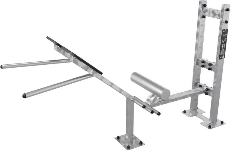 vGYM Banc à lombaires – appareil d’entraînement extérieur en acier inoxydable avec rouleau rembourré pour le bas du dos