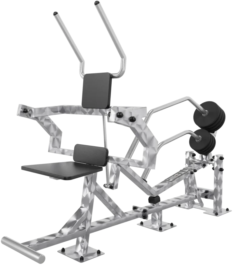 vGYM Bauchtrainer – Outdoor-Kraftgerät aus Edelstahl mit Sitz, Rückenpolster und Gewichtsscheiben