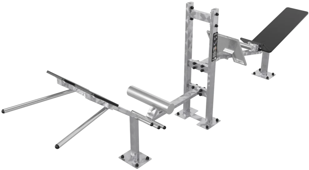 vGYM Rumpfgestell – Outdoor-Gestell aus Edelstahl mit Stangen und Polster für Rumpfübungen
