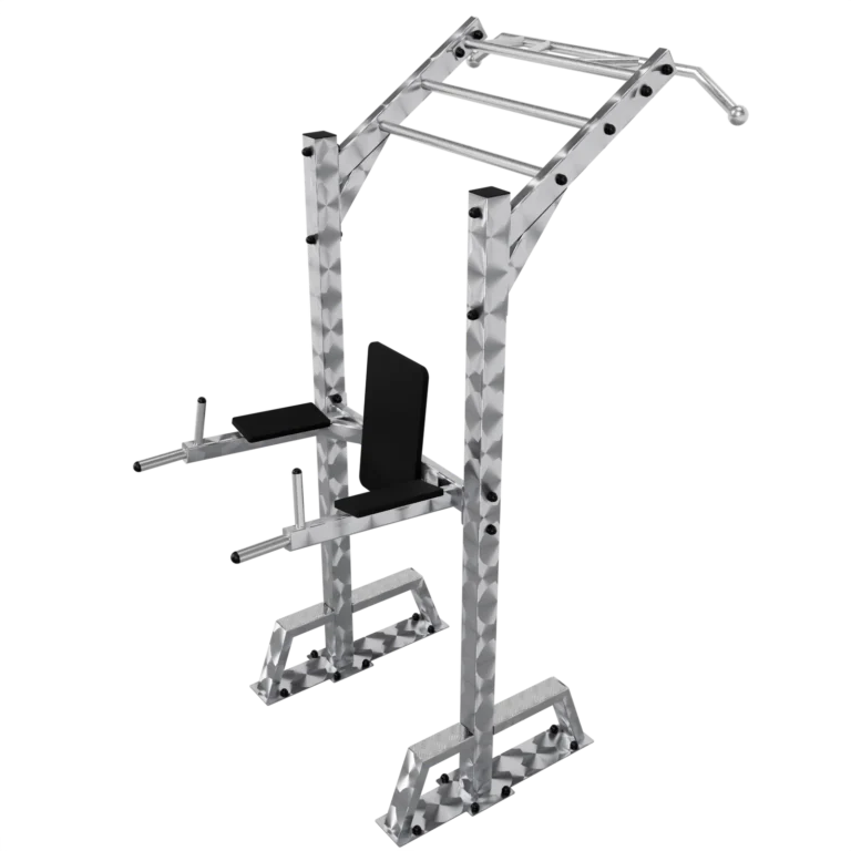 vGYM Kombistation für Klimmzug, Dip und Flying Pull-Up – Outdoor-Station aus Edelstahl mit Griffen und Sitz