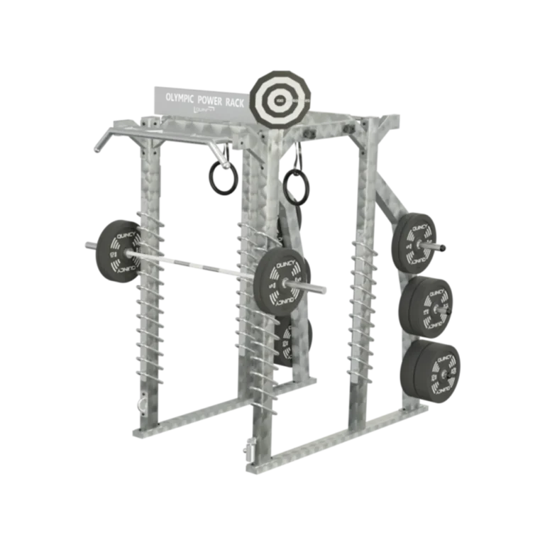 vGYM Power Rack Olympic – rack de force avec barre longue, disques, anneaux de gymnastique et cible